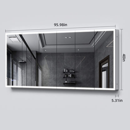 [96X40-Inch] Nuvia Wall-Mounted Medicine Cabinet Mirror With Anti-Fog And Tri-Color LED Lights (SAK82340)