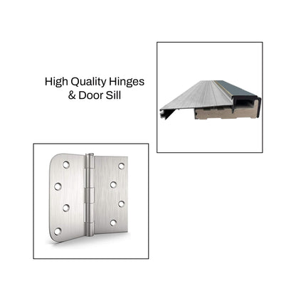 [36X80-Inch] Nuvia Black Modern Left Inswing Fiberglass Front Door With Frosted Glass [4-9/16 Frame] (SAK96731)
