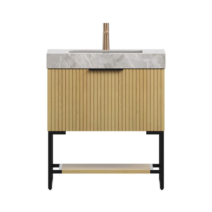 Nuvia Luxury 30-Inch Corolla Oak Freestanding Bathroom Vanity With Sink And Storage (SAK79352)