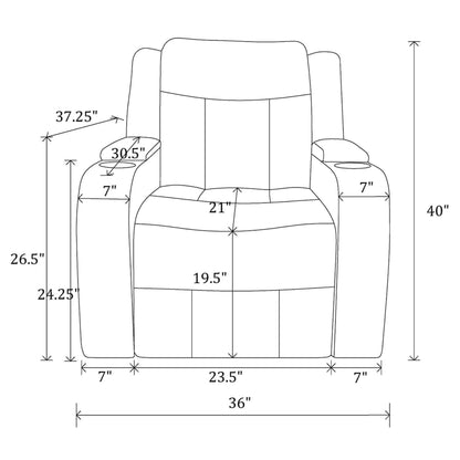 Nuvia Luxury Charcoal Upholstered Power Recliner Armchair With LED Lights (SAK16429)