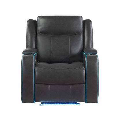 Nuvia Luxury Charcoal Upholstered Power Recliner Armchair With LED Lights (SAK16429)
