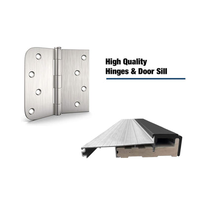 [36X80-Inch] Nuvia Modern Frosted Glass Black Fiberglass Front Door With Right Inswing (SAK10584)