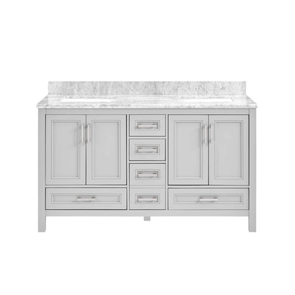 Nuvia Premium 60-Inch Freestanding Double Sink Bathroom Vanity With Carrara Marble Top (SAK51829)