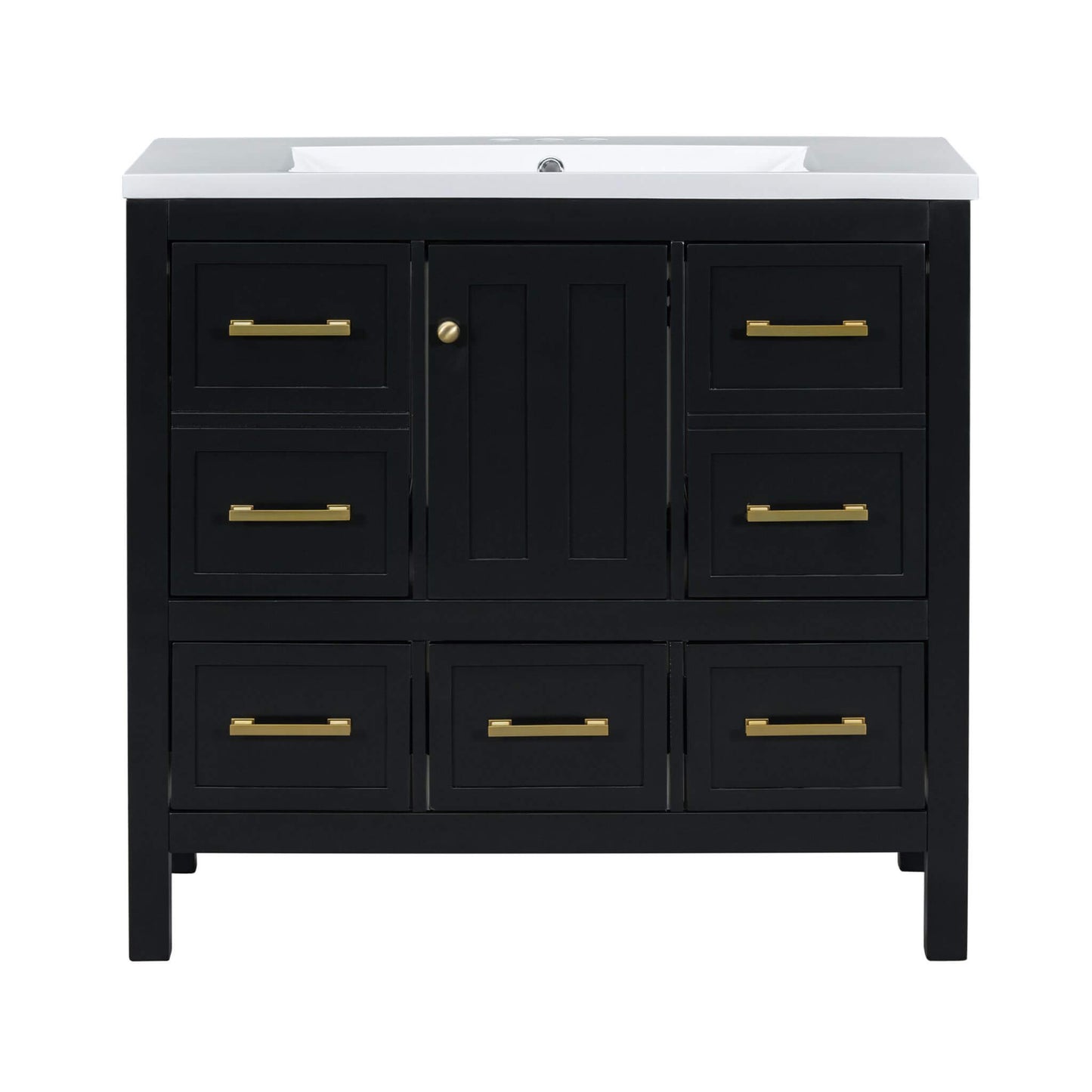 Nuvia Premium 72-Inch Bathroom Vanity Set With Resin Sink And Soft-Close Drawers [Faucet Not Included] (SAK62749)