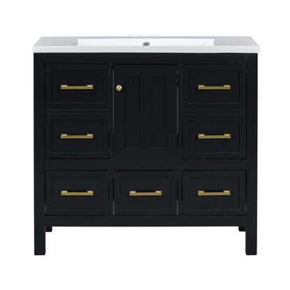 Nuvia Premium 72-Inch Bathroom Vanity Set With Resin Sink And Soft-Close Drawers [Faucet Not Included] (SAK62749)