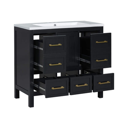 Nuvia Premium 72-Inch Bathroom Vanity Set With Resin Sink And Soft-Close Drawers [Faucet Not Included] (SAK62749)