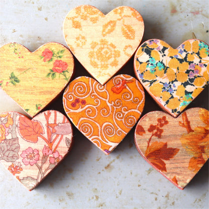 Fabric-Faced Wooden Hearts