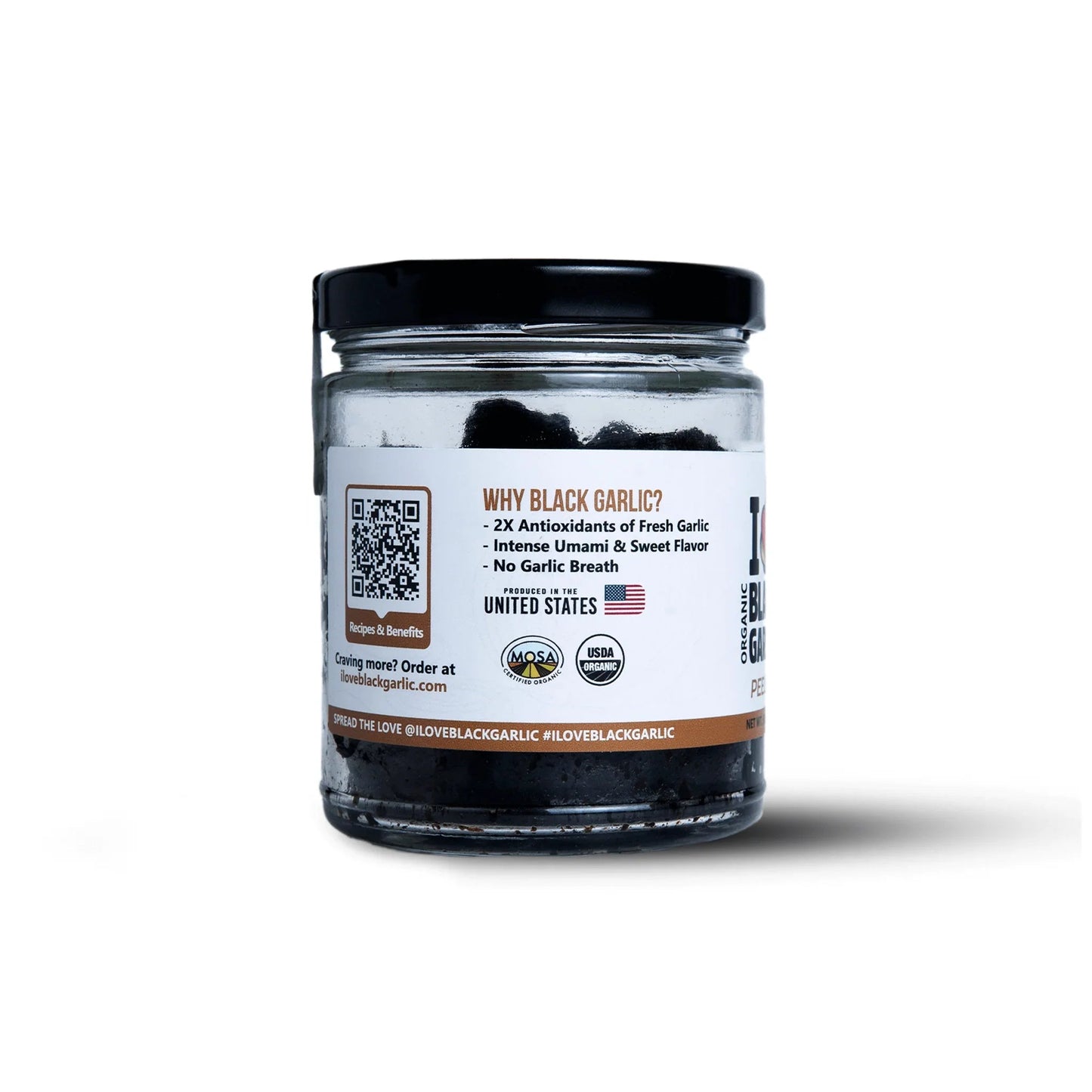 Peeled Black Garlic Cloves in Glass Jar Umami for Cooking and Snacks