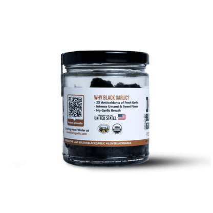 Peeled Black Garlic Cloves in Glass Jar Umami for Cooking and Snacks
