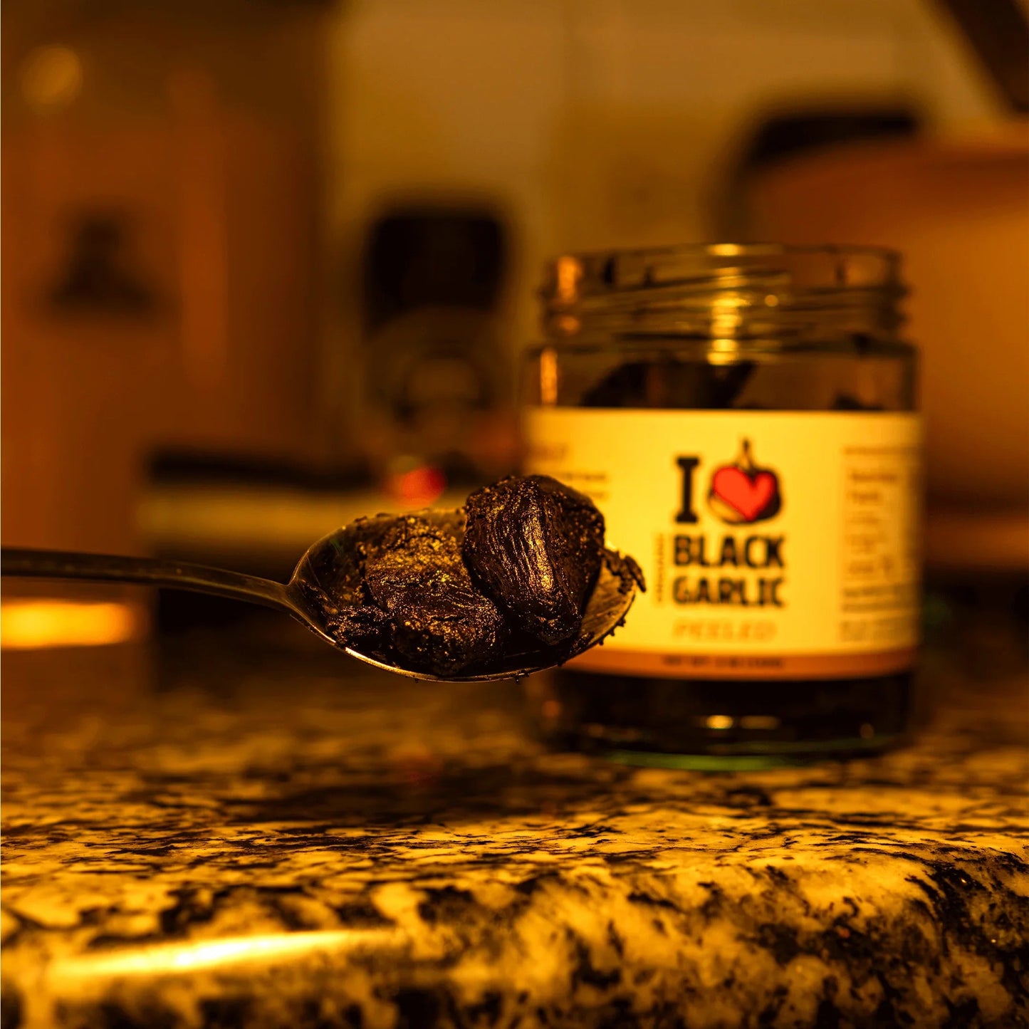 Peeled Black Garlic Cloves in Glass Jar Umami for Cooking and Snacks