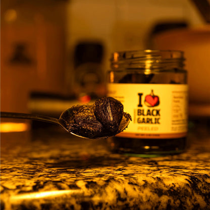 Peeled Black Garlic Cloves in Glass Jar Umami for Cooking and Snacks