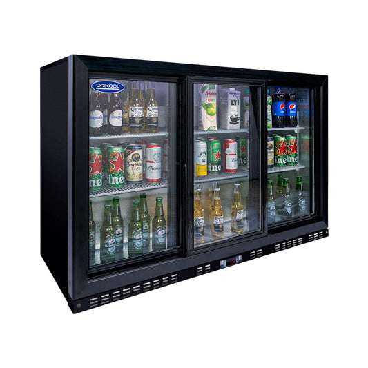 Orikool 53-Inch Energy Efficient Commercial Back Bar Drink Cooler With LED Lighting And 3 Glass Doors (SAK12097)