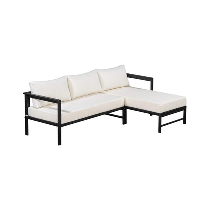 Alora Outdoor 3-Person L-Shaped Patio Sofa With Iron Frame And Thick Cushions [No Coffee Table] (SAK70213)