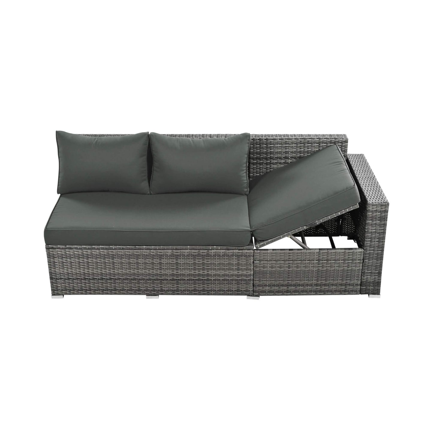 Alora Outdoor 6-Piece All-Weather PE Rattan Sofa Set With Adjustable Seat, Storage Box, Removable Covers, And Tempered Glass Table Top (SAK37221)