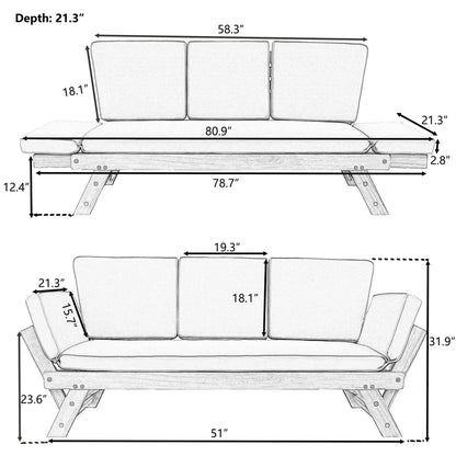 Alora Outdoor Adjustable Wooden Patio Daybed Sofa With Cushions (SAK41345)