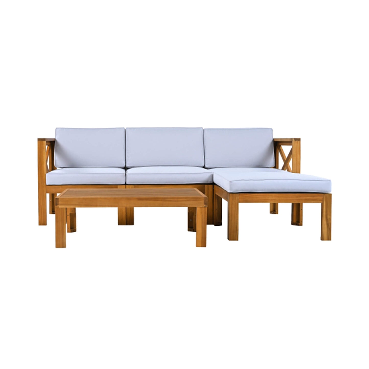 Alora 5-Piece Outdoor Patio Wood Sectional Sofa Set With Cushions (SAK31297)