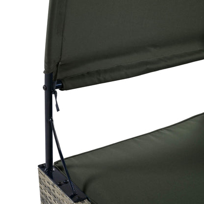 Alora Outdoor Rattan Patio Daybed With Adjustable Backrest, Canopy Roof, Storage Box And Cup Holders (SAK54220)