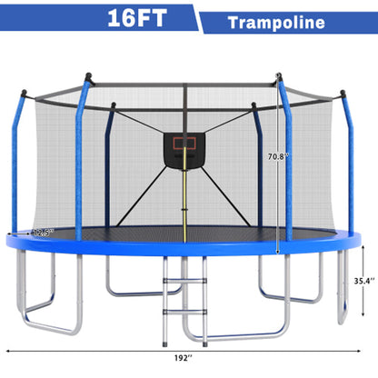 Outdoor Trampoline With LED Lights And Basketball Hoop (SAK69305)