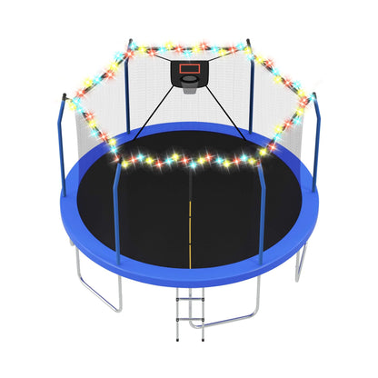Outdoor Trampoline With LED Lights And Basketball Hoop (SAK69305)
