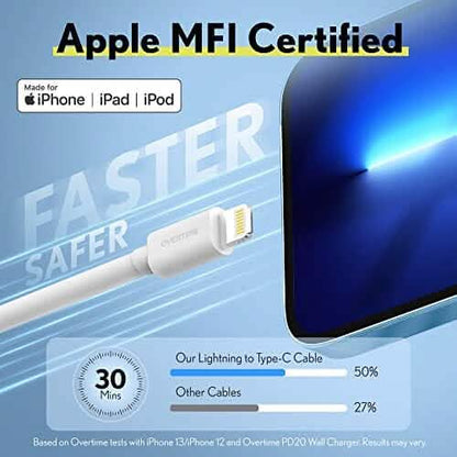Overtime iPhone MFI Certified 10ft USB-C to Lightning Charging Cable