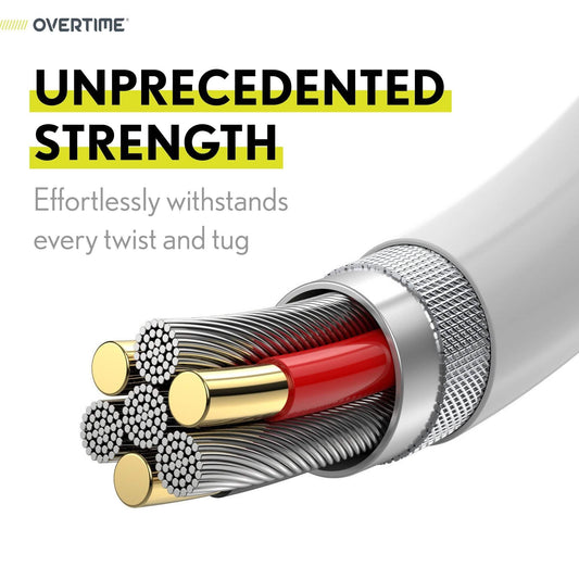 Overtime USB Type C Cable | 6ft USB C to USB C Charging Cord for iPadPro 11”, iPadPro 12.9” and Android Devices