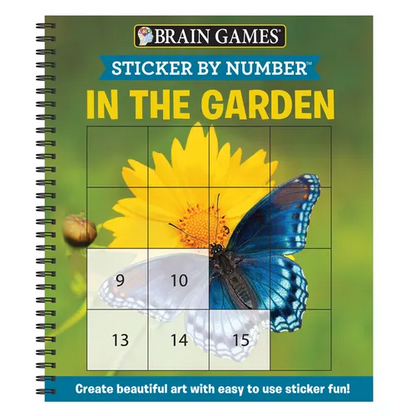 Brain Games - Sticker by Number: In the Garden (Easy - Square Stickers): Create Beautiful Art with Easy to Use Sticker Fun! - Spiral
