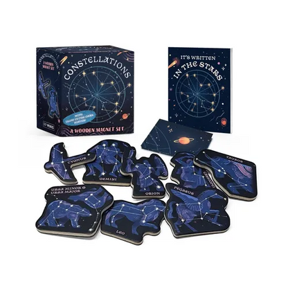 Constellations: A Wooden Magnet Set: With Glow-In-The Dark Poster! - Paperback