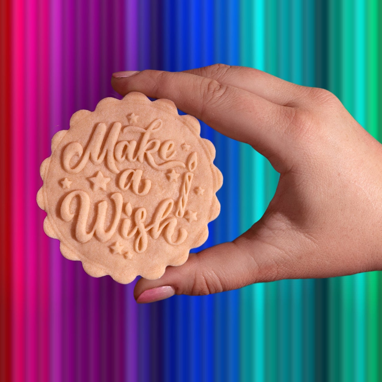 Embossed Birthday Cookie Stamp - "HBD" HAPPY BIRTHDAY