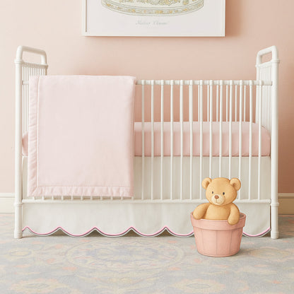 Scallop Embroidery Cotton Crib Skirt