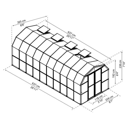 [08X20FT] Extra-Large Barn-Style Weatherproof Walk-In Greenhouse With Roof Vents (SAK85716)
