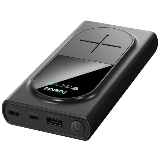 Polaroid Portable Wireless Power Bank - 10000mAh, USB Charging, Digital Display