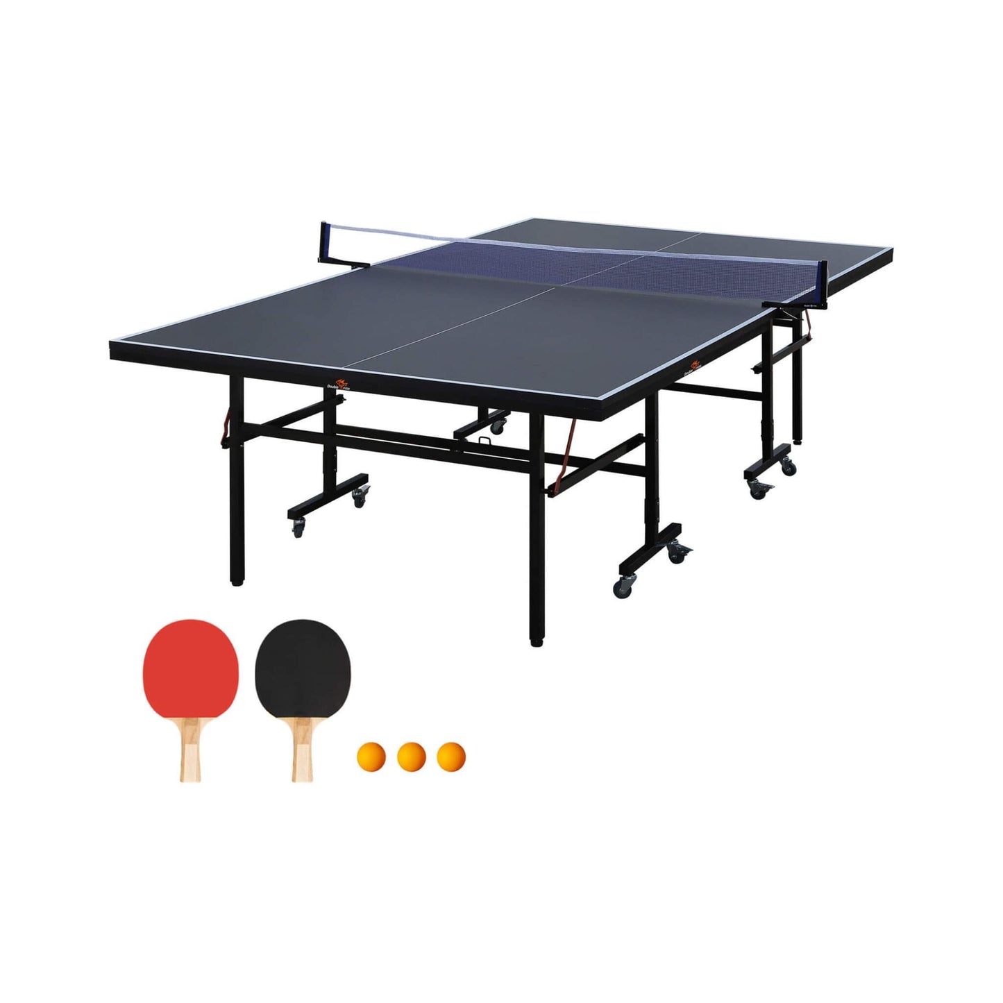 9FT Portable Mid-Size Ping Pong Table Set With Paddles, Balls, And Net (SAK82019)