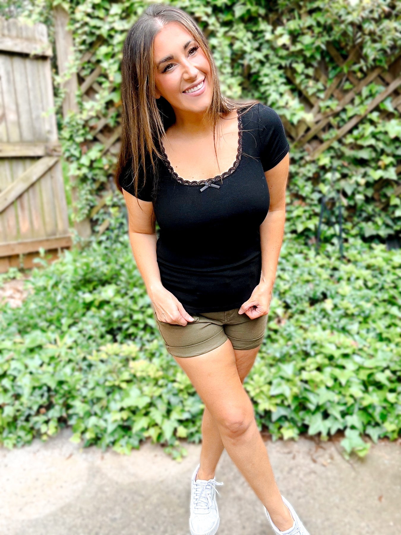 Lace Trim Forever Soft Ribbed Tee