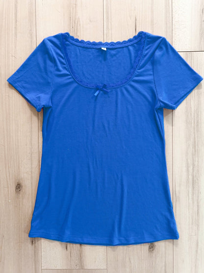 Lace Trim Forever Soft Ribbed Tee