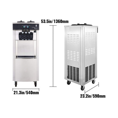 Premium 3-Flavors 20-28L/H Commercial Soft Serve Yogurt Ice Cream Machine Maker (SAK97524)
