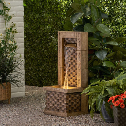Alora Premium 35-Inch Hand-Crafted Weather-Resistant Waterfall Fountain With LED Lights (SAK86757)