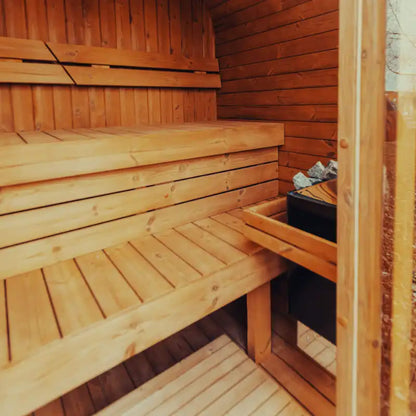 Premium 4-Person Outdoor Scandinavian ThermoWood Cube Sauna Kit With LED Lighting (SAK25470)