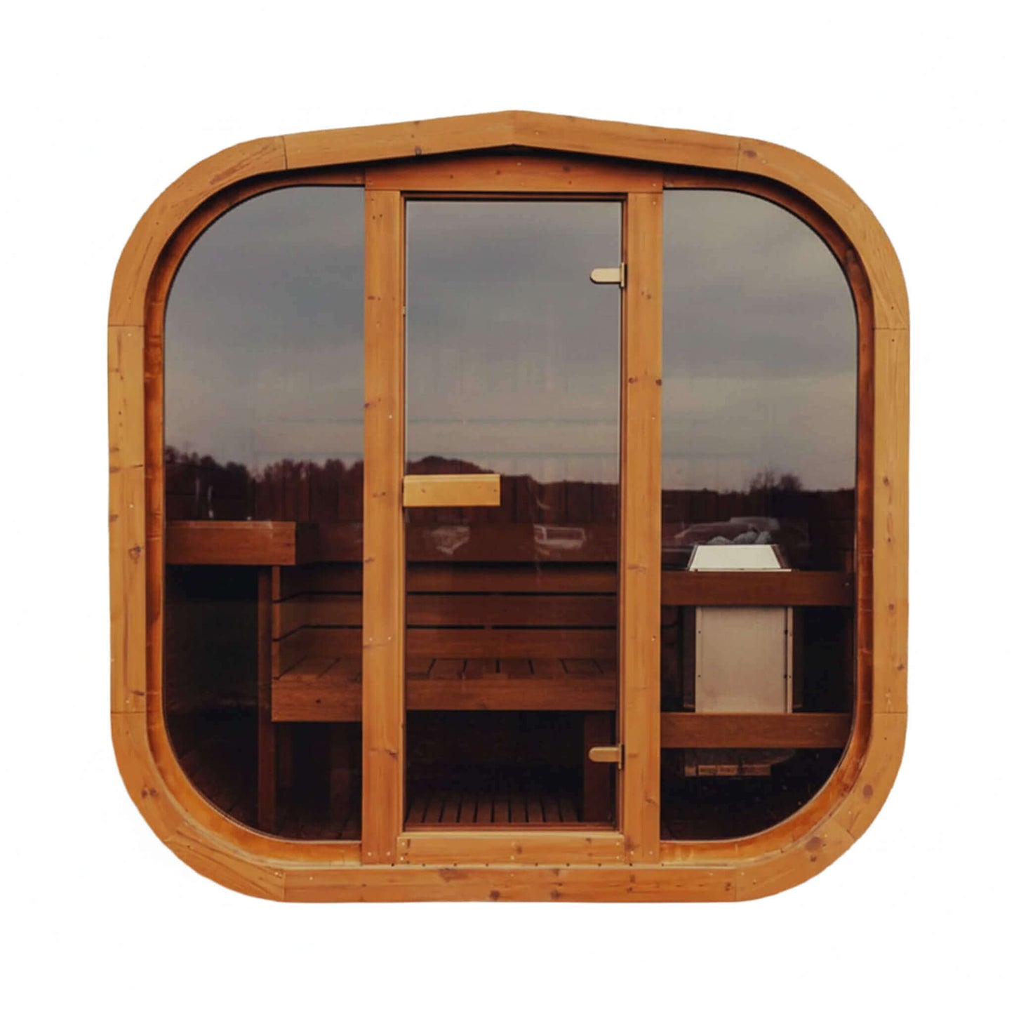 Premium 4-Person Outdoor Scandinavian ThermoWood Cube Sauna Kit With LED Lighting (SAK25470)