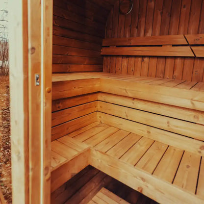 Premium 4-Person Outdoor Scandinavian ThermoWood Cube Sauna Kit With LED Lighting (SAK25470)