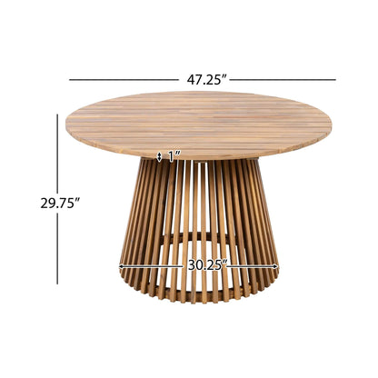 Alora Premium 5-Piece Outdoor Acacia Wood Patio Furniture Set With Braided Dining Chairs, Cushions, And Dining Table (SAK26754)