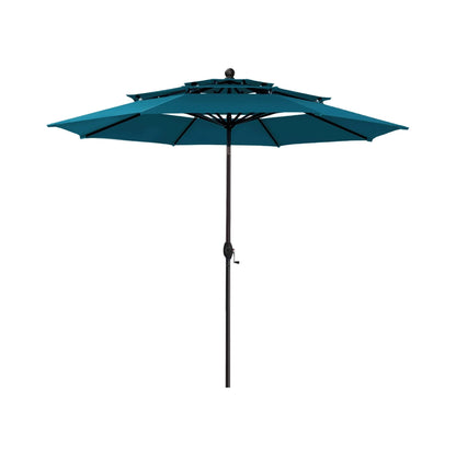 Alora Premium 6-Piece Bar Patio Furniture Set With Umbrella, Swivel Chairs, And Cushions (SAK90375)