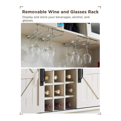 Nuvia Premium 72-Inch Home Bar Wine Cabinet W/ Sliding Barn Door (SAK12947)