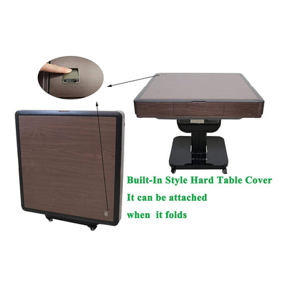 Premium Automatic Folding Mahjong Table With Walnut Finish, Two Set Of 166 40MM Numbered Tiles, And Hard Table Cover (SAK41893)