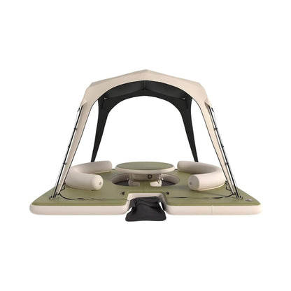 [11X11FT] Premium Floating Dock Lounge With With Ladder, Double Seats, Table, And Canopy (SAK49273)