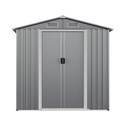 [04X06FT] Alora Premium Garden Galvanized Steel Storage Shed W/ Lockable Sliding Doors (SAK75842)
