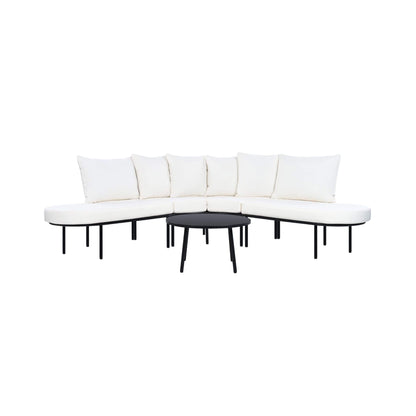 Alora Premium Half-Moon 6-Person Curved All-Weather Outdoor Furniture Sofa Patio Set With Coffee Table And Cushions (SAK76332)