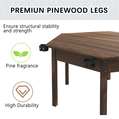 Premium 6-Person Hexagonal Game And Dining Table With Top, Mat And Cup Holders (SAK67845)