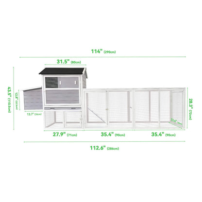 Large Heavy-Duty 113-Inch Outdoor Anti-UV Waterproof Wooden Chicken Coop Hen House (SAK32684)