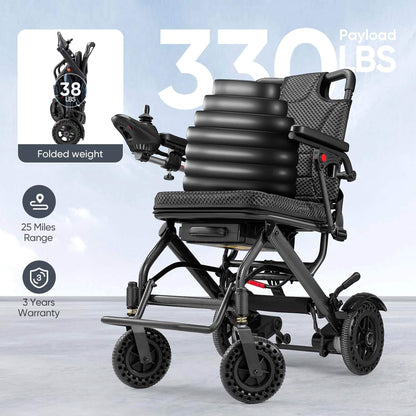 Pride Premium Lightweight Foldable All-Terrain Electric Wheelchair, 300LBS [FDA & Airline Approved] (SAK18673)