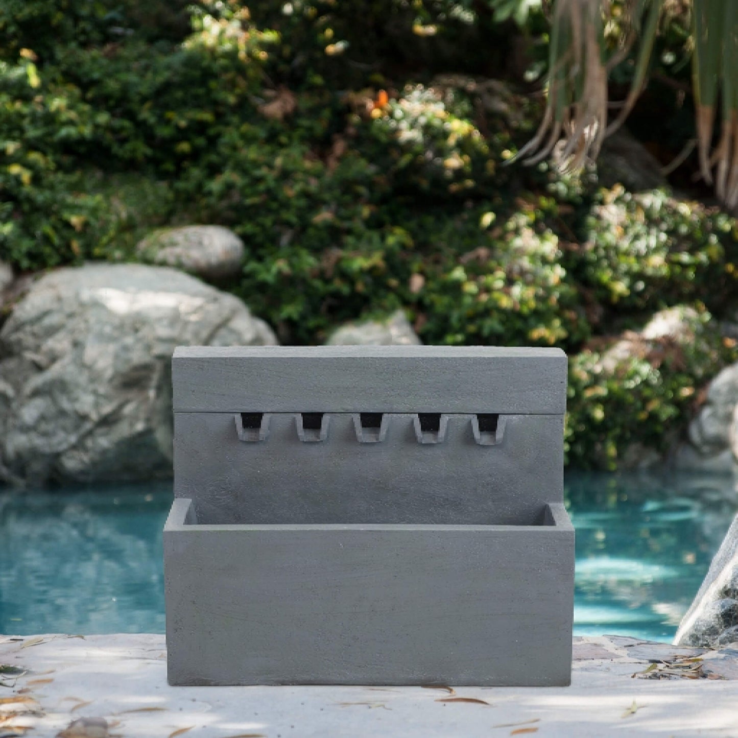 Alora Premium Outdoor Contemporary Modern Rectanglar Decorative Water Fountain, Gray (SAK09215)